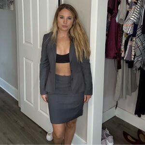 Banana Republic Gray Blazer and Skirt Set